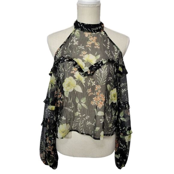 Forever 21 cold shoulder floral blouse - Picture 1 of 8